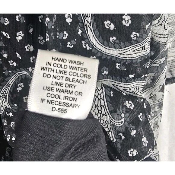 Speed Control New York Women Dress Medium 1970's  Black Paisley Boho Kaftan - Picture 9 of 11